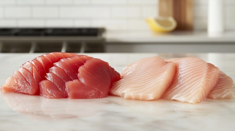 Tilapia and tuna meat